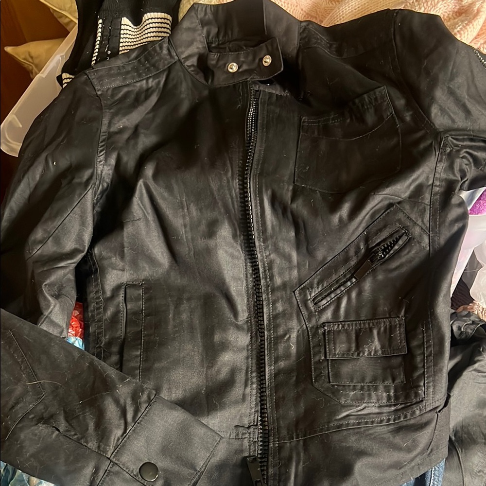 Ed Hardy Black fitted jacket with crystals in back and side arm very detailed